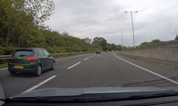 Dash-cam footage of the reviewed trip