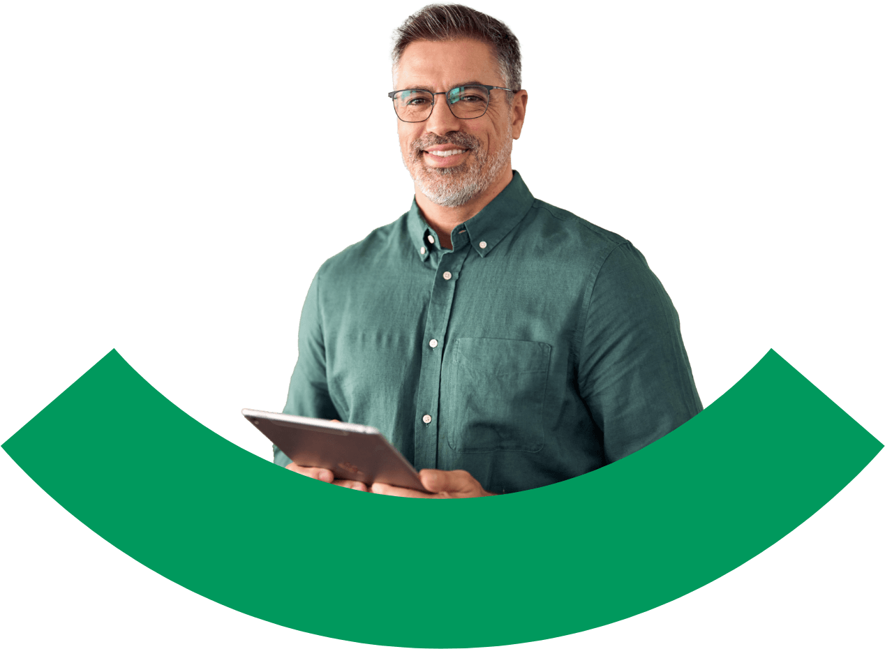 Fleet manager reviewing vehicle data on a tablet